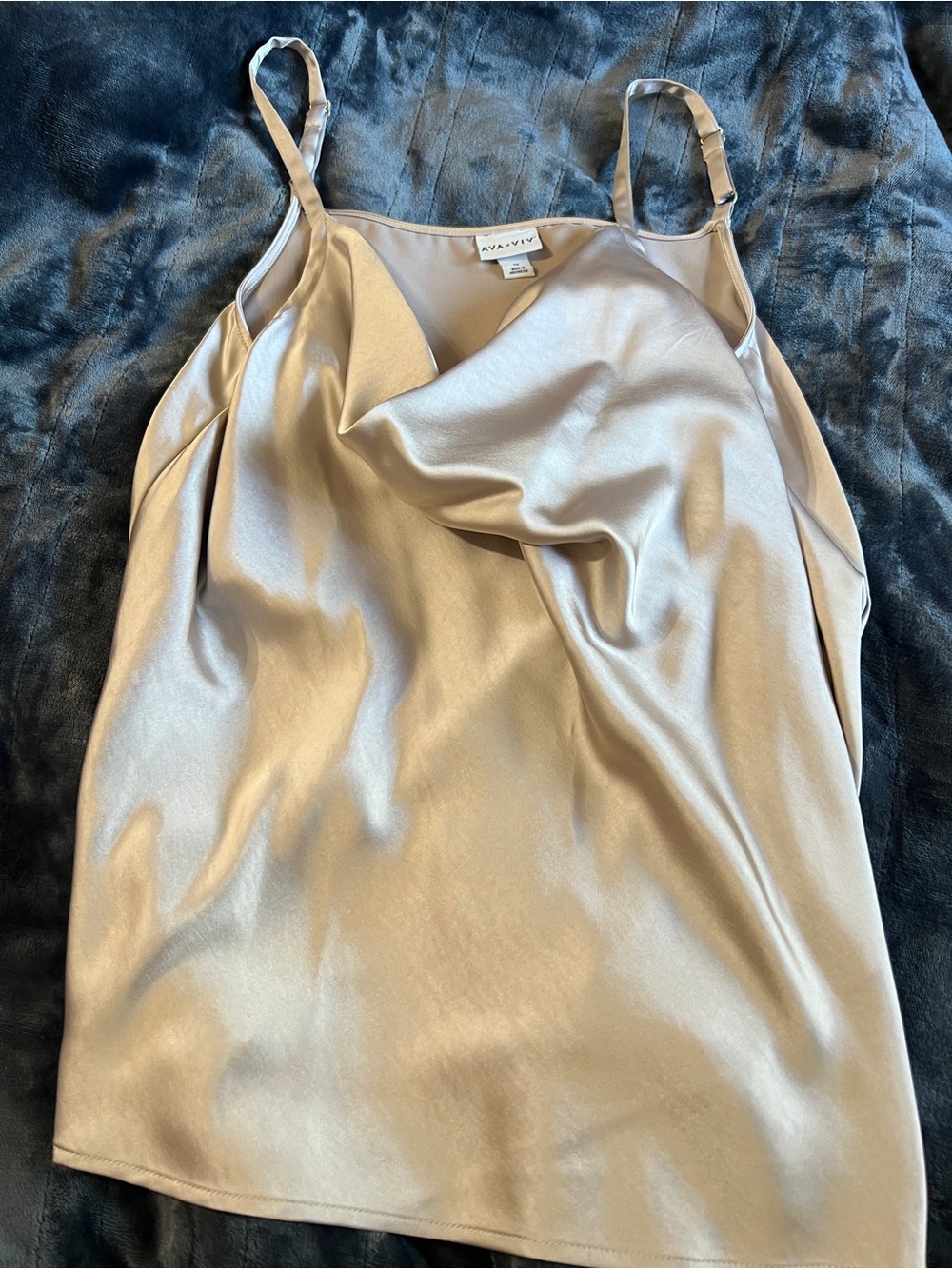 Ava & Viv Satin Cowl Neck Camisole in Champagne Beige size 1X